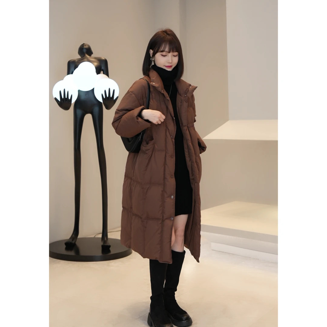 【薇薇绮】定制款冬季中长款90白鸭绒羽绒服外套 X03448