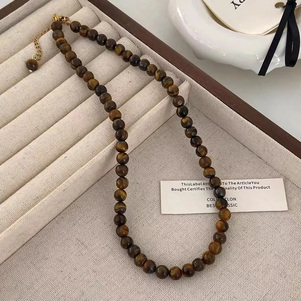 非金属仿水晶项链 【薇薇绮】高级感串珠项链复古锁骨链 W453