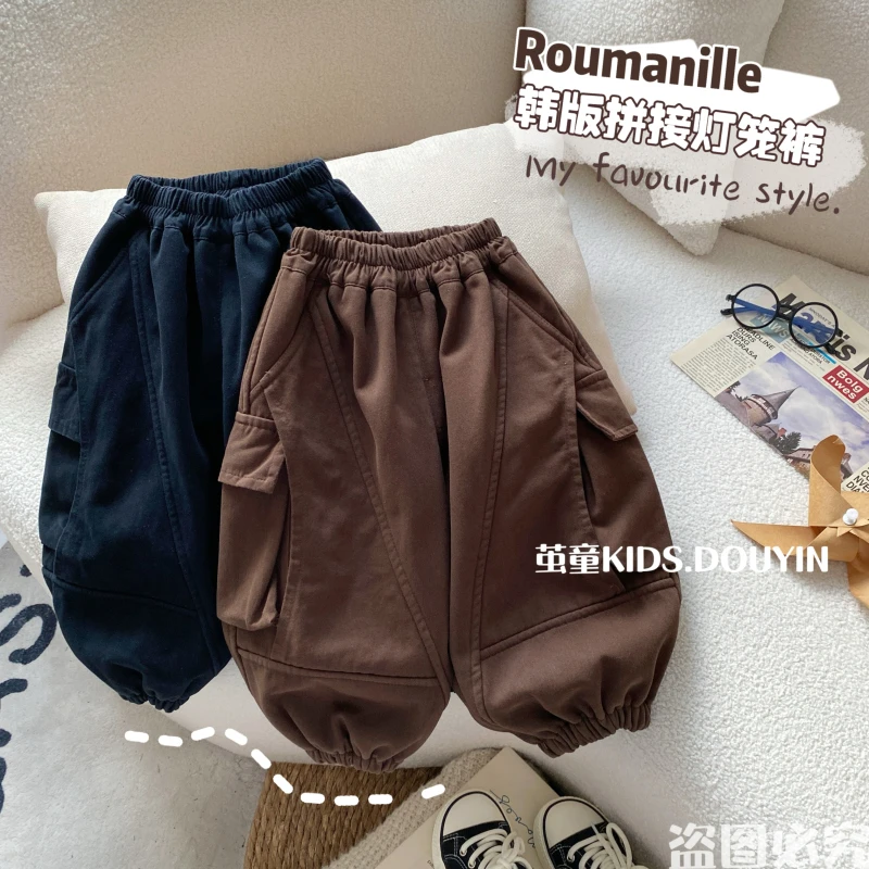 【萌娃穿搭】D015冬季小童拼接加绒灯笼裤冬季新品男女宝宝休闲百搭