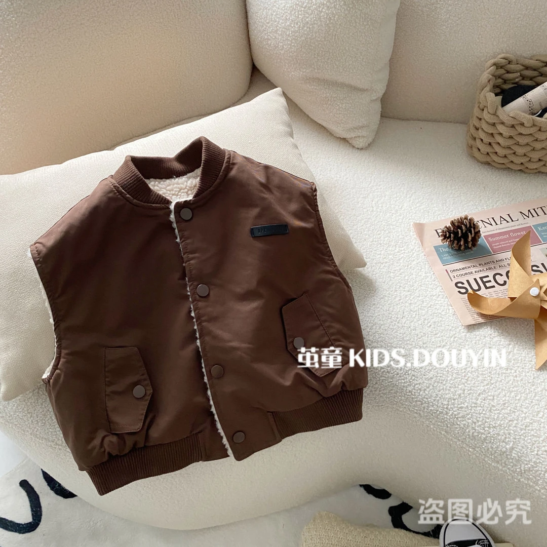 【麦麦妈】D020冬季小童韩系加绒马甲男女宝宝冬款保暖韩版无袖秋冬