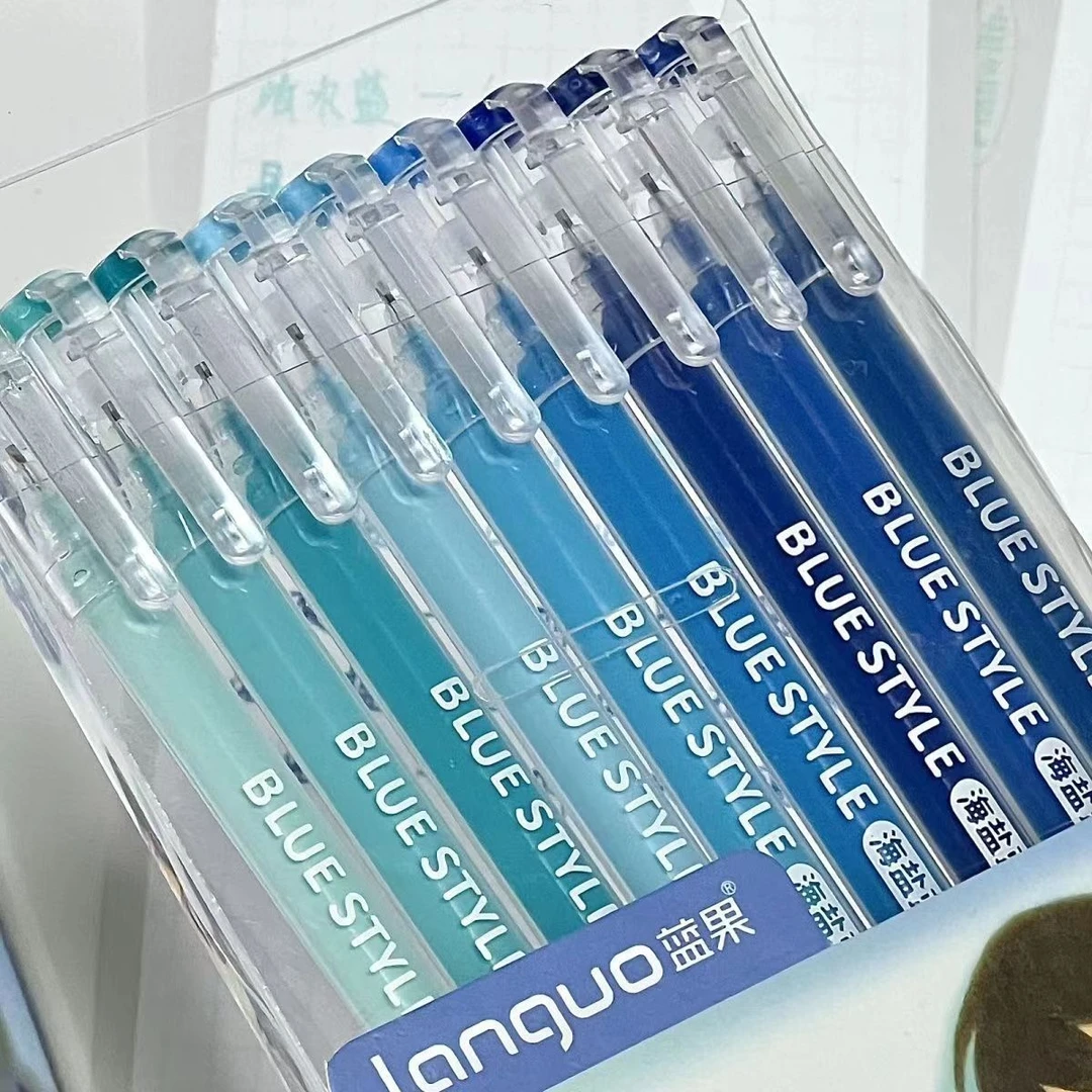 新品海盐蓝系蓝果全套手帐笔大容量手账笔绘画肤色中性笔多色笔