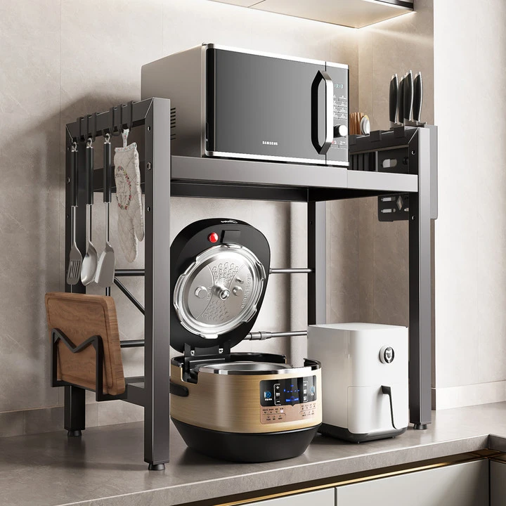 电饭煲抽拉式架子烤箱架厨房多功能微波炉台面烤箱厨具专用收纳架