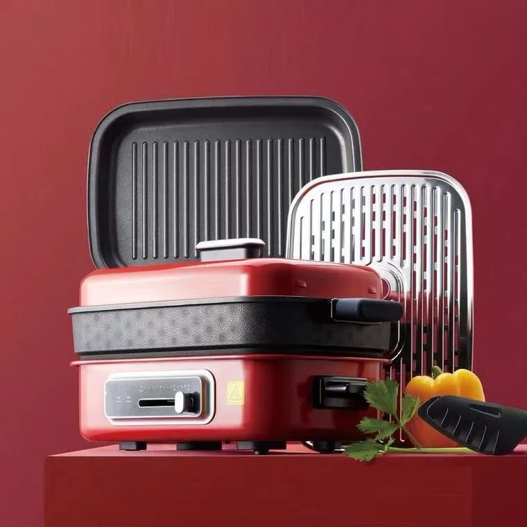 特百惠烧烤火锅一体蒸煮锅煎锅蒸锅炖锅小红锅