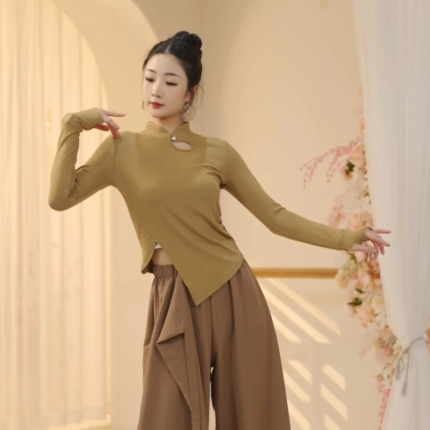 3303 D 舞蹈服女成人上衣现代2024秋季新款形体练功跳舞老师修身