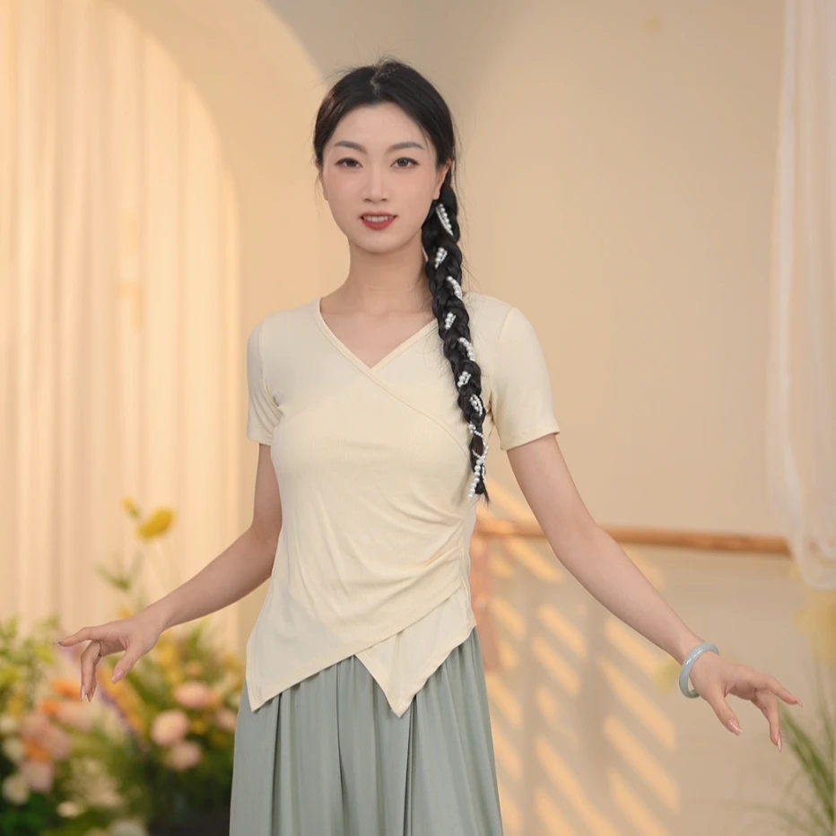 【玉竹专属】3298 D舞蹈服女成人上衣现代形体练功跳舞老师修身训练