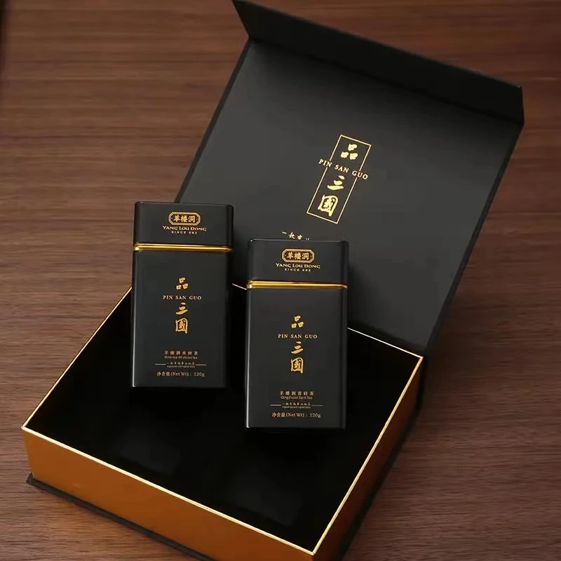 赤壁青砖茶羊楼洞品三国巧克力铁盒装易取茶方便型黑茶泡茶泡茶