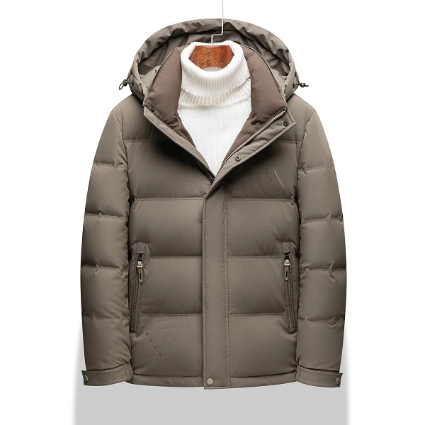 冬季男士保暖白鸭绒防漏绒爸爸装时尚休闲短款羽绒服连帽66805