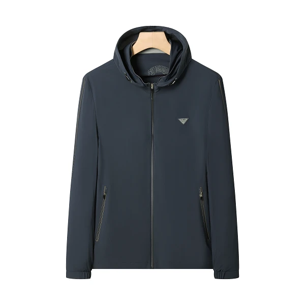 休闲男外套冰丝皮肤衣男夏季连帽轻薄透气护肤外套大码男士皮肤衣