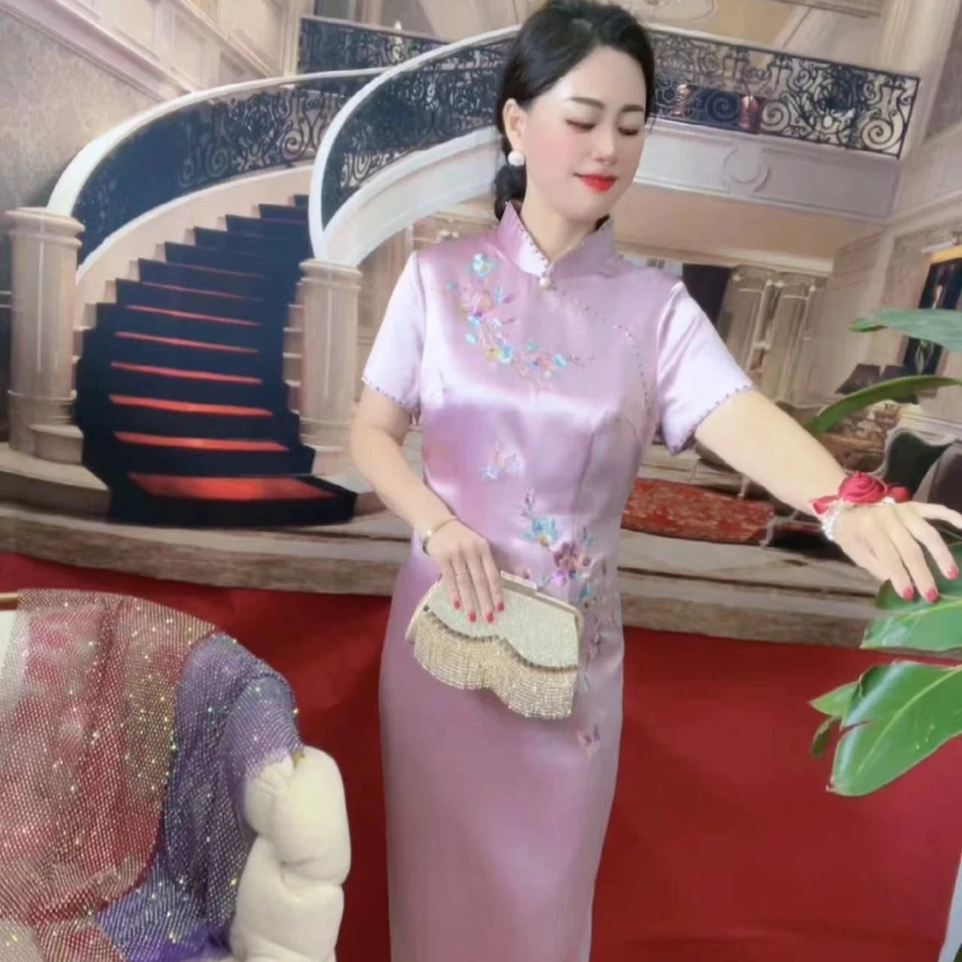 喜婆婆喜妈妈夏季时尚显瘦气质高档优雅修身中国风旗袍大码复古