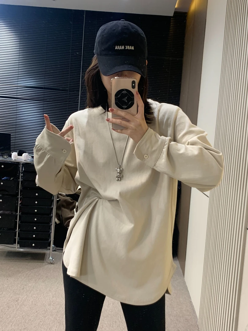 NYHEART打底衫长袖休闲百搭圆领T恤宽松纯色上衣韩版秋季套头589