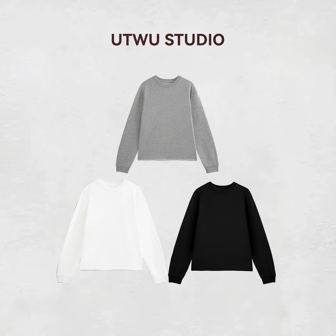 UTWU小敏 圆领卫衣女长袖宽松休闲百搭纯色上衣C8189