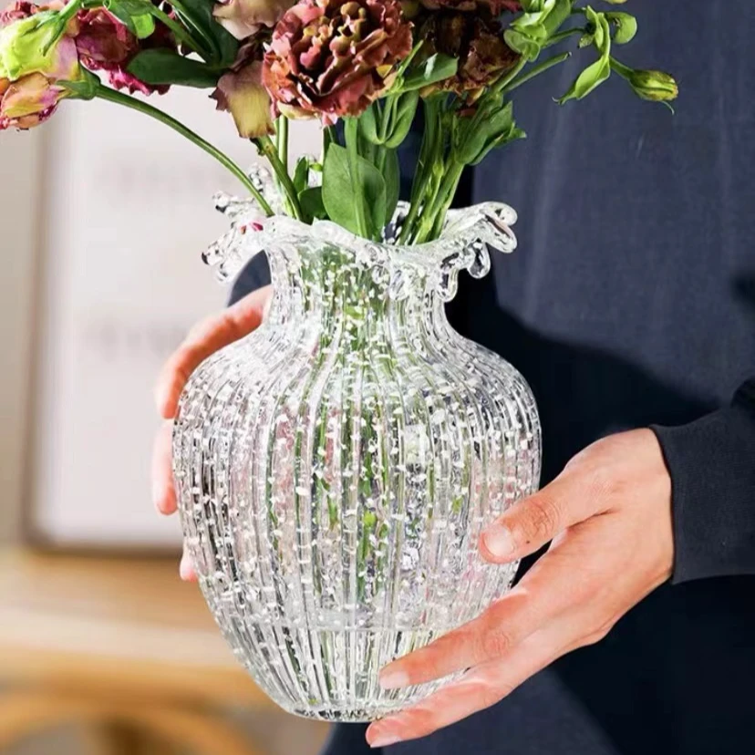 ins网红夜光荧光冰川花瓶玻璃透明插花玫瑰鲜花客厅餐桌摆件