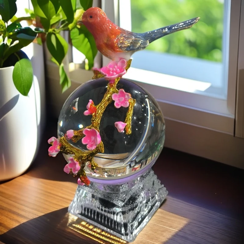 现代轻奢水晶球招财摆件珐琅彩电视柜摆放家居软装装饰品送礼鸟