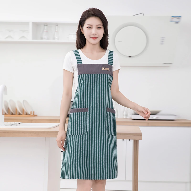 棉布无袖围裙透气加大家用厨房防油防污夏天工作服爆款印字简约