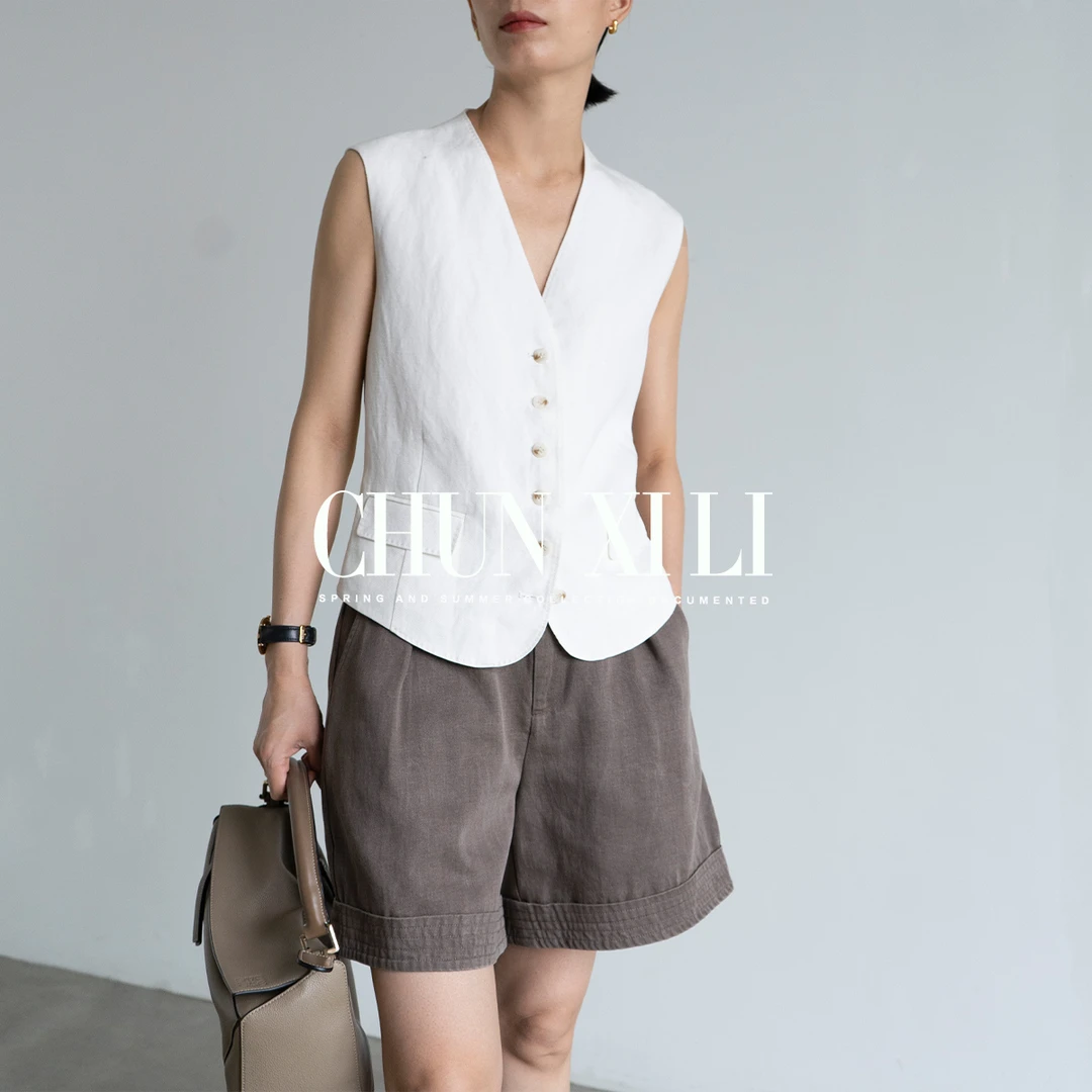 CHUNXILI/春熙里 气质翻遍短裤 小众设计感阔腿裤D04K42049