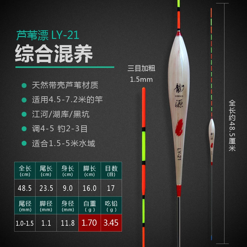 芦苇浮漂高灵敏鲫鱼鲤鱼混养漂加粗尾