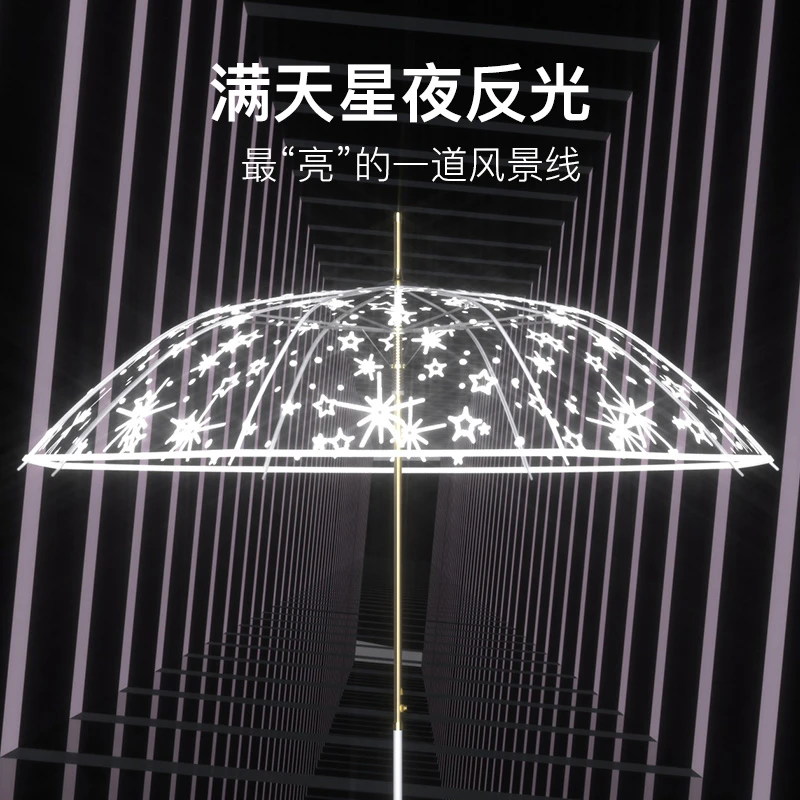 左都白色poe透明雨伞长柄透明伞女网红女神学生小清新大号伞防风