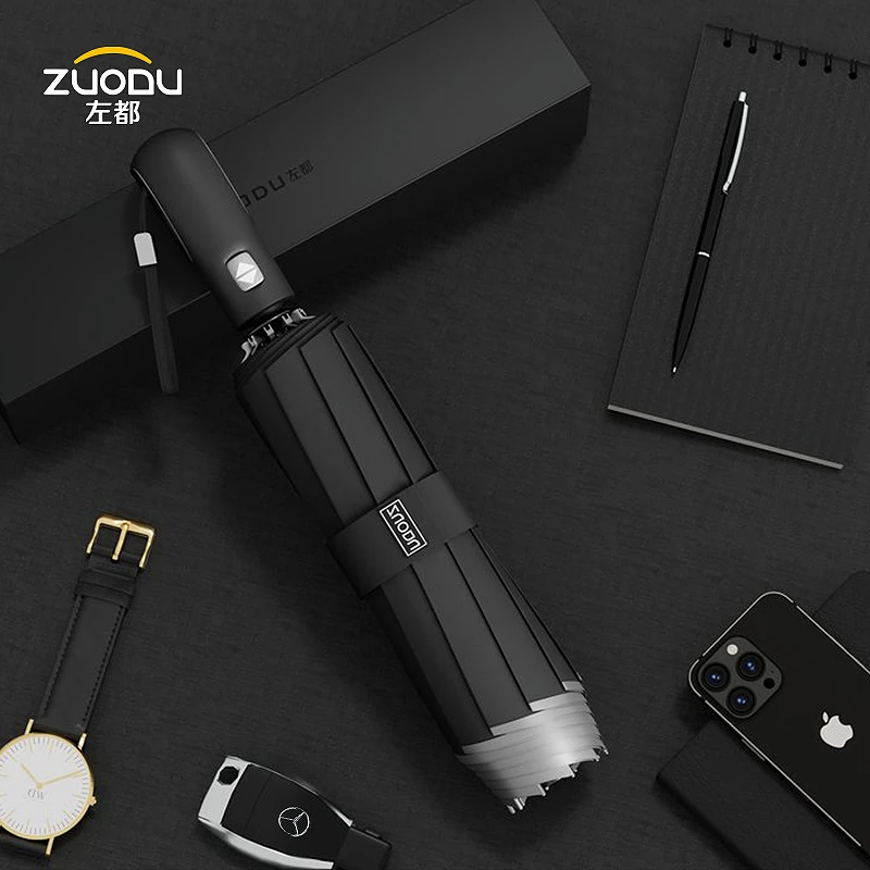 左都新品全自动雨伞反向折叠商务男士加大结实双倍抗风暴专用车载