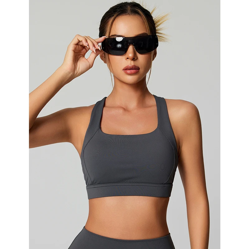 fitlife健身衣女防震胸衣外穿运动训练速干透气性感露背瑜伽服