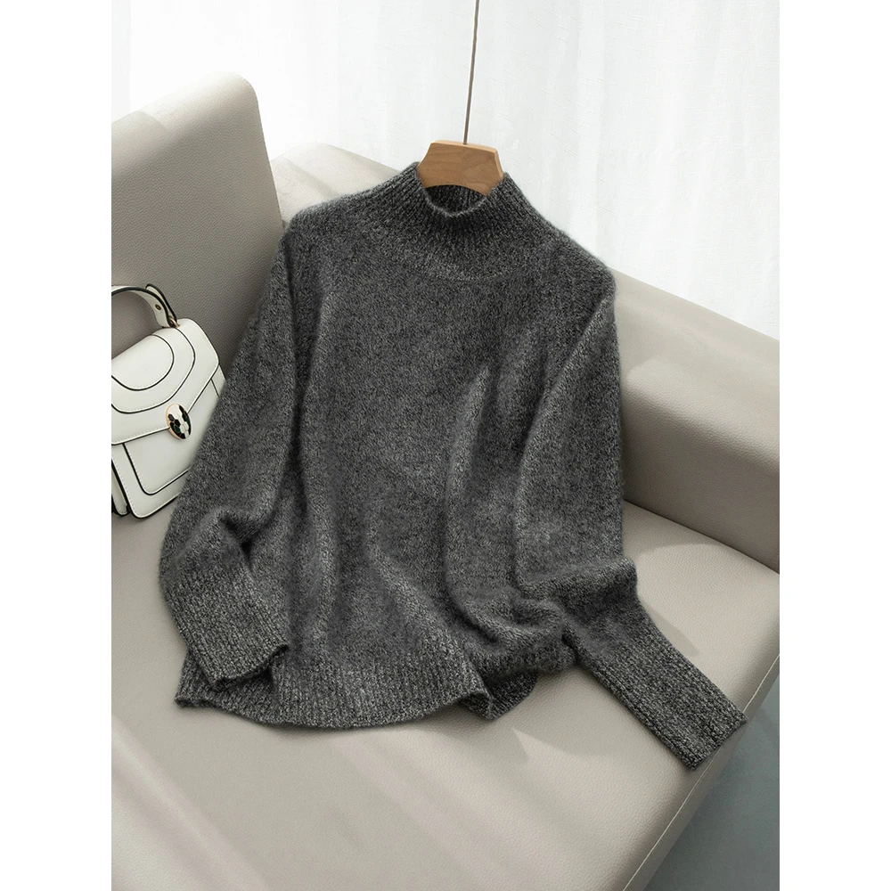 【中鼎A规纱线】必入-插肩袖高领七针加厚山羊绒花纱女款