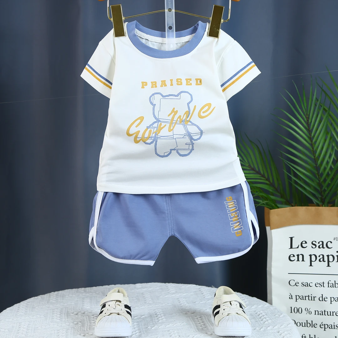 帅气男宝洋气男童时尚休闲夏季薄款0~4岁小童夏款短袖短裤套装