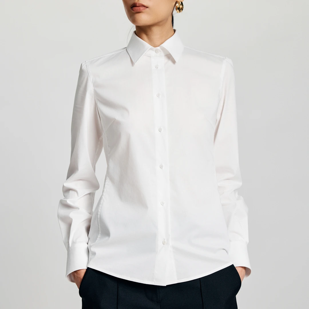 Z老板 衬衫女上衣秋冬季高端气质纯棉长袖衬衣