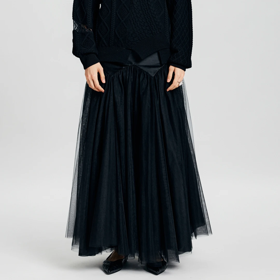 Z老板 网纱半身裙女超大摆裙蓬蓬裙拼接仙女裙