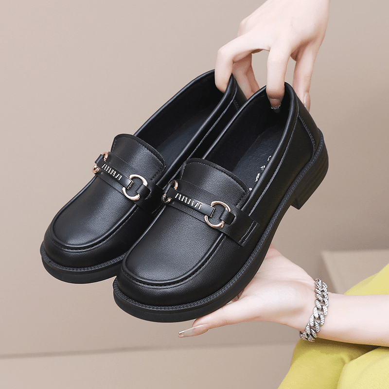 2024秋新款软底妈妈鞋中老年舒适平底鞋中年工作防滑乐福鞋一脚蹬