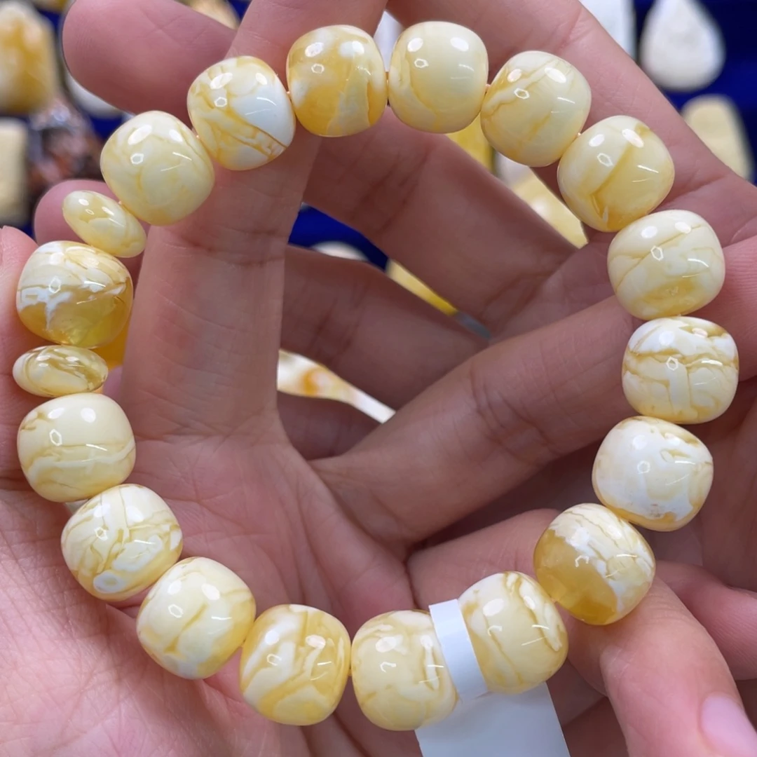 蜜蜡裸石未镶嵌琥珀蜜蜡手串卡12mm