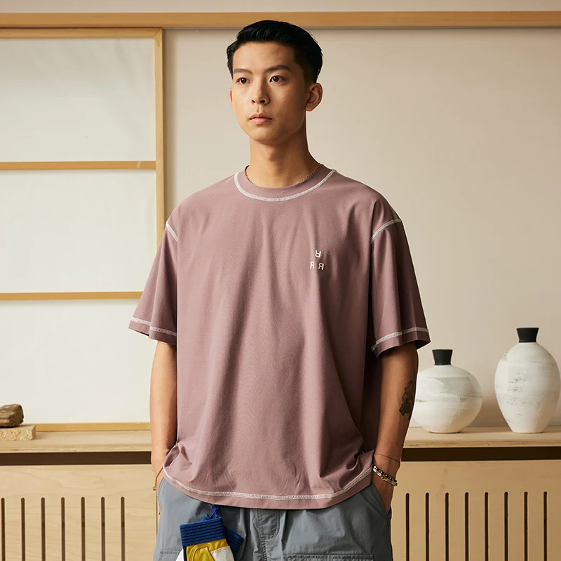 【搬仓价】reaimness撞色哈苏线设计复古运动索罗娜凉感短袖t恤（K2）