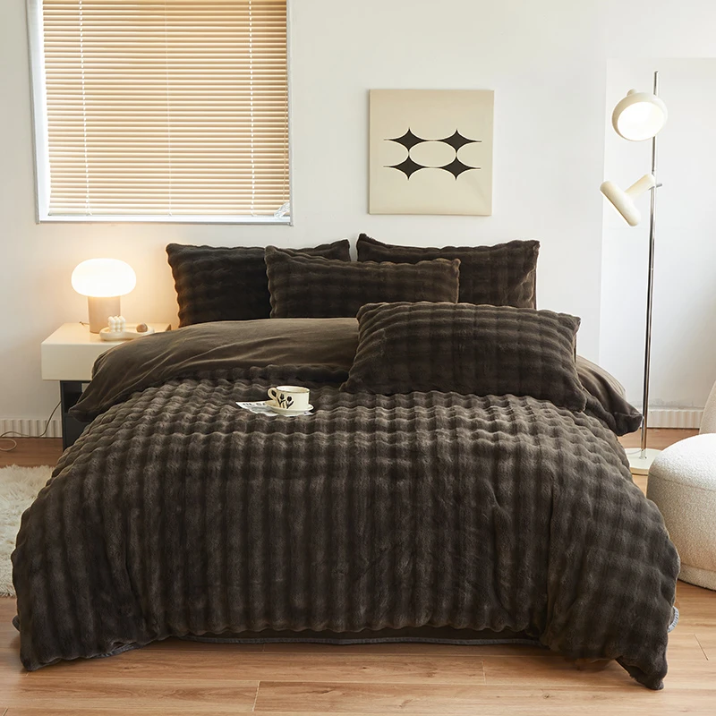 【送毛毯】托斯卡纳兔兔绒 A类防静电双面绒加绒厚款牛奶绒四件套