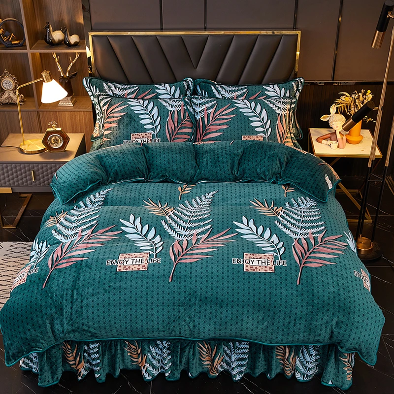 8-9斤高克重A类双面绒加绒加厚牛奶绒四件套加绒加厚被套床单被套