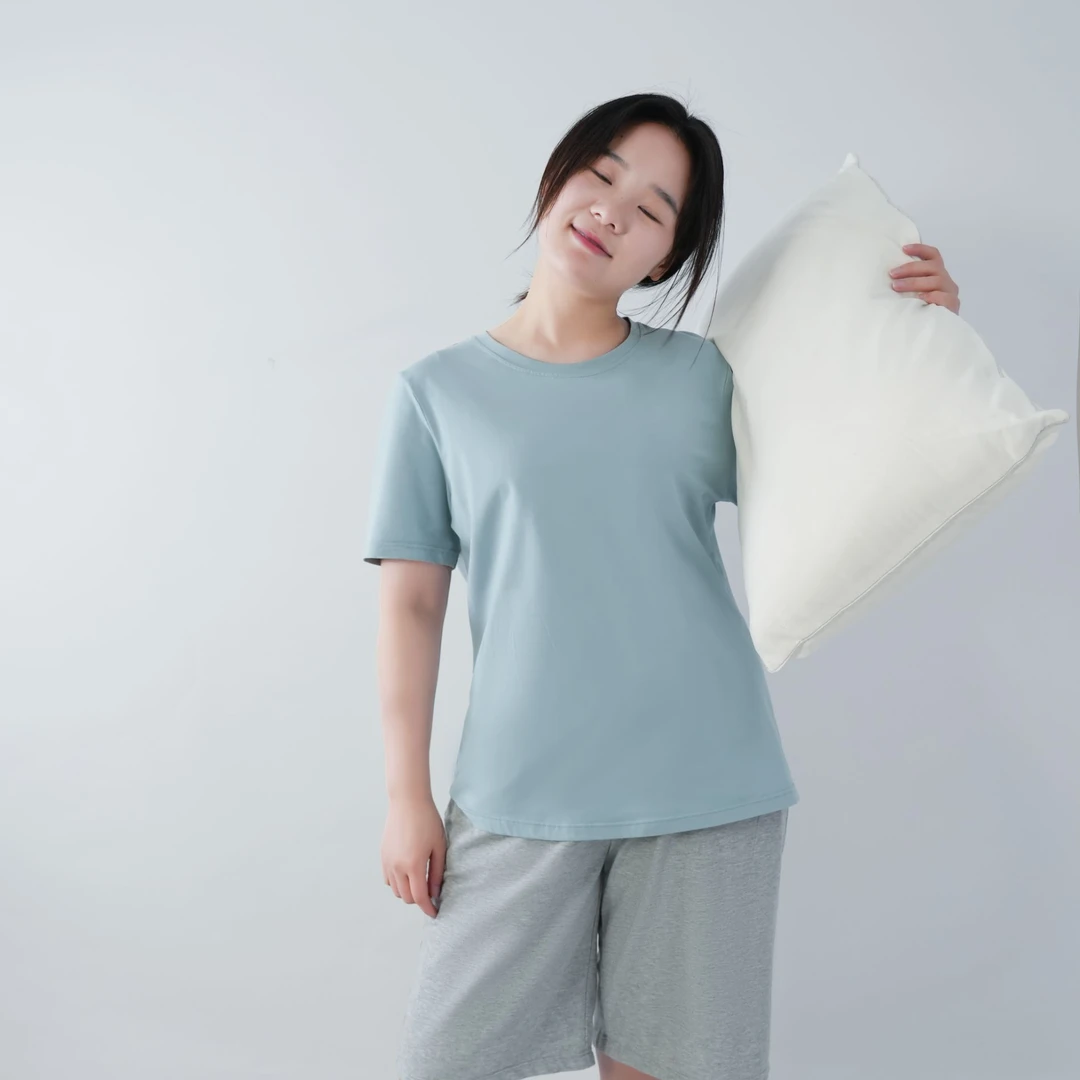 浩迪莎女士短袖衫T恤棉夏季舒适休闲百搭简约圆领纯色85019