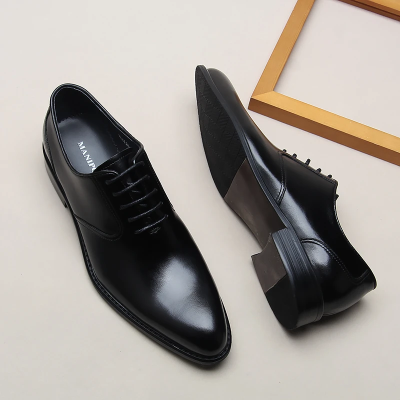 英伦真皮透气黑色皮鞋商务正装系带时尚百搭潮流韩版尖头牛津婚鞋
