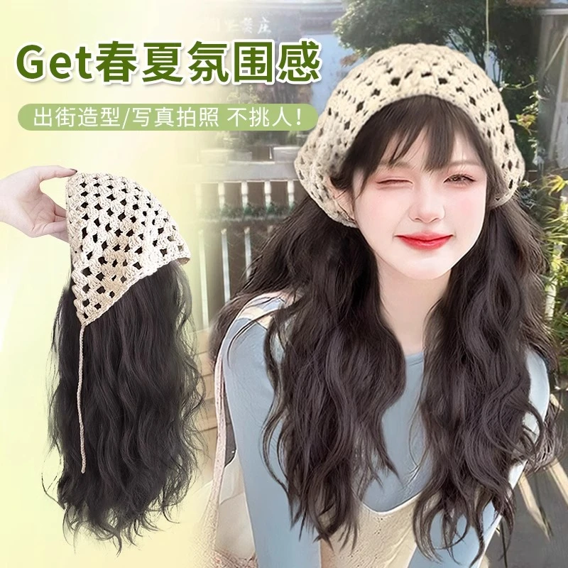 假发全头套女自然仿真头巾假发一体自然无痕长卷发发箍假发半头套