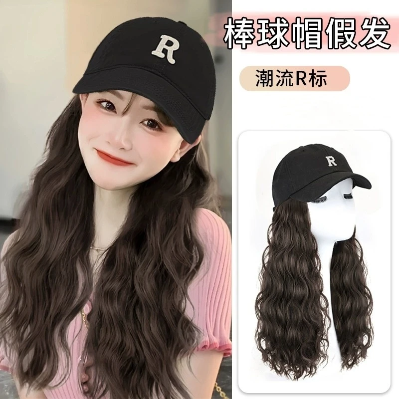 帽子假发一体长发女仿全真人发春夏天时尚棒球帽可拆全头套假发套