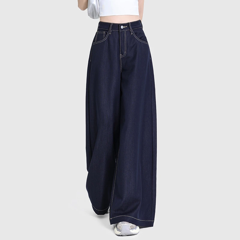 RJVO新款二代原色牛仔裤女高级感时尚复古阔腿裤时尚慵懒拖地长裤