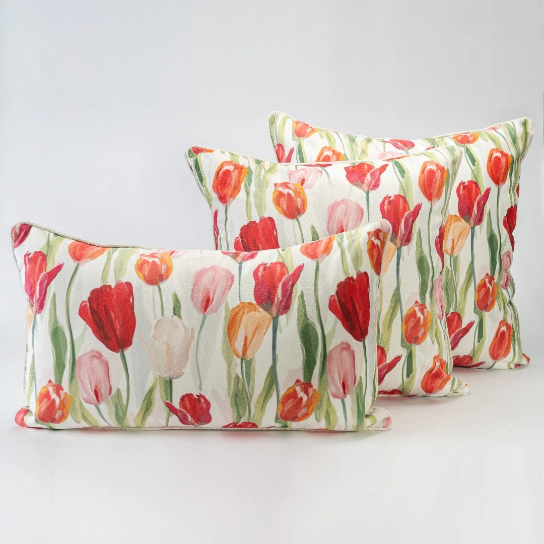 【含芯】原创高奢柔软凤尾花面料四季法式温柔客厅沙发床上靠垫靠枕