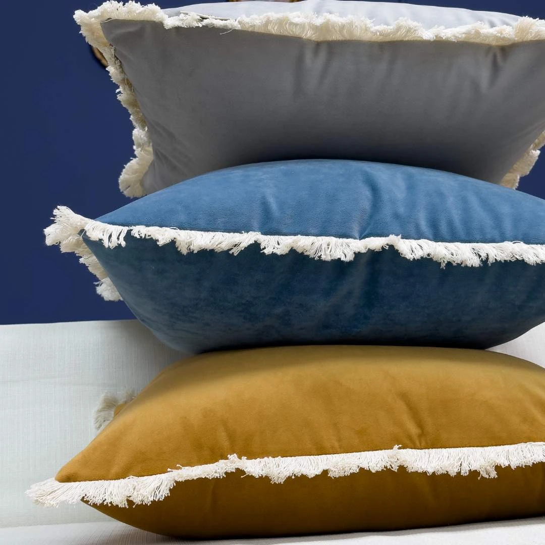 【流苏边】外贸轻奢简约纯色含芯可拆靠垫流苏边靠枕腰枕沙发靠背垫