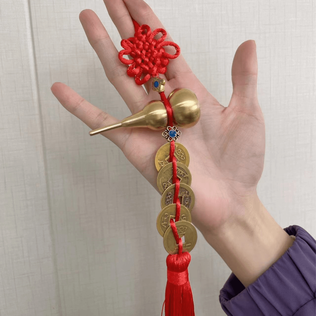 非金属布艺吊坠 五帝钱铜葫芦挂件卧室房门玄关古风百搭复古编织