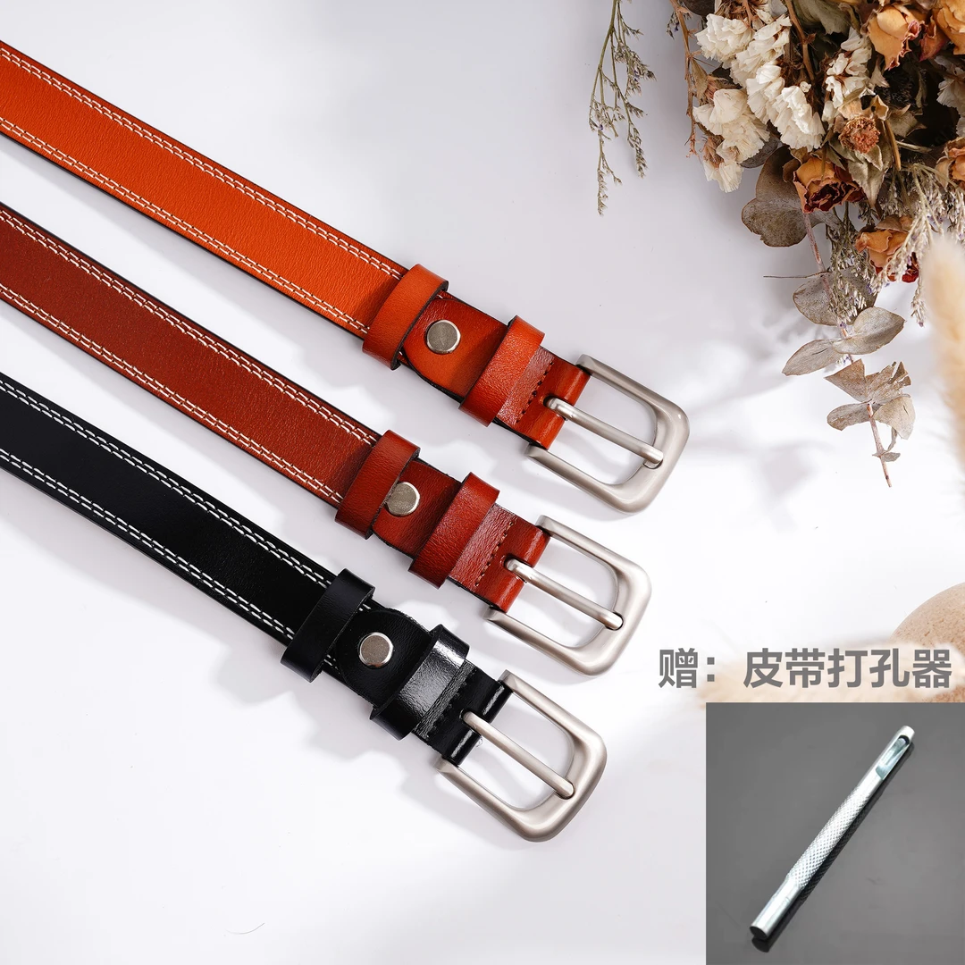 岩牛秋冬新款真皮腰带女潮流复古百搭简约装饰裤腰带PD10001