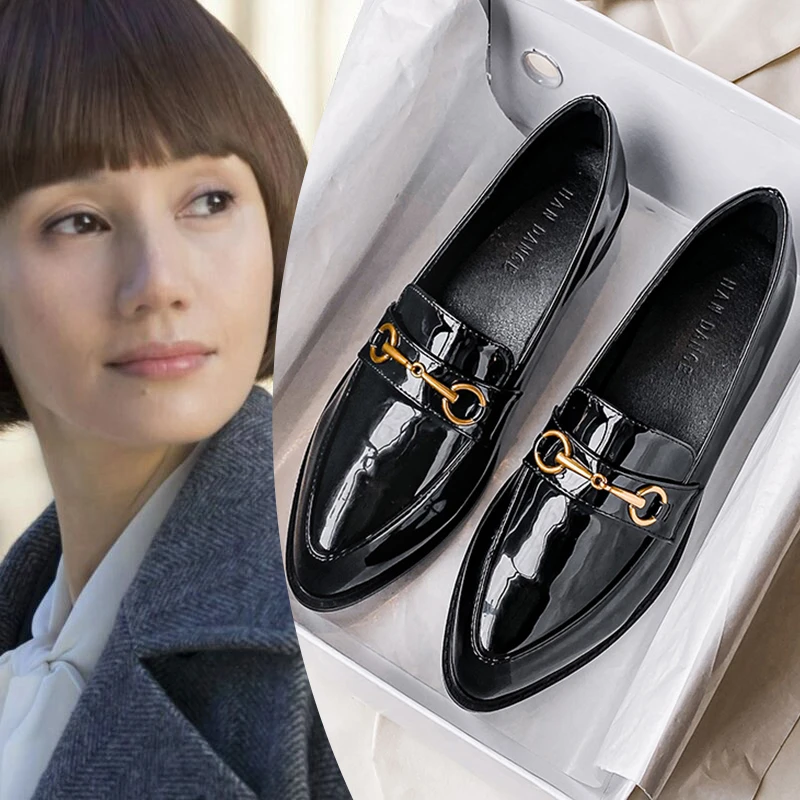 100%真皮软底尖头乐福女款上班族女士100%真皮软底皮鞋女