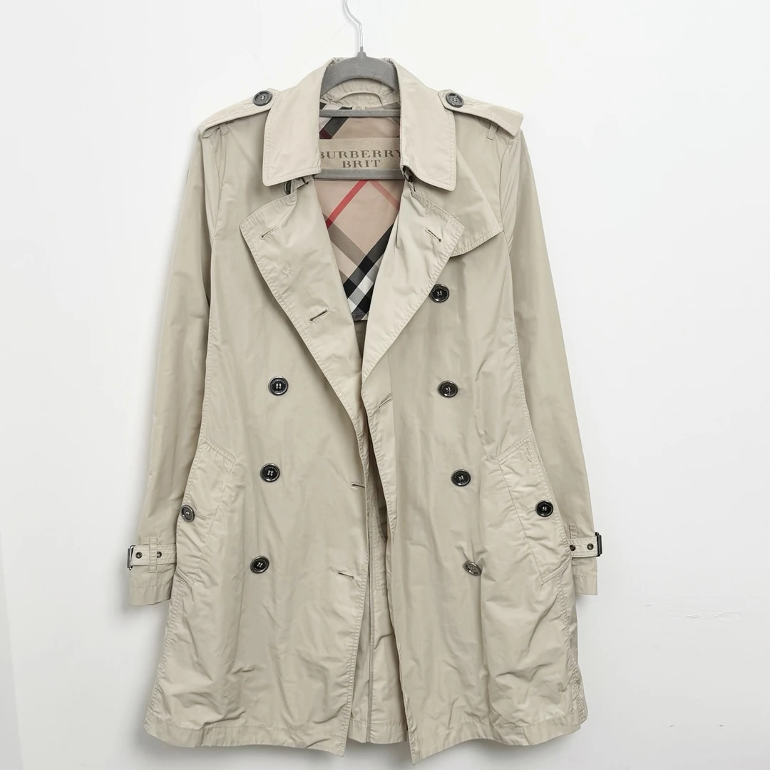 UK6码/Burberry/博柏利 双排扣风衣/98新/jm09732