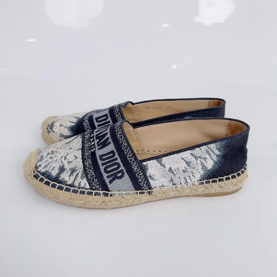 36码/Dior/迪奥 刺绣印花渔夫鞋/98新/jm09256