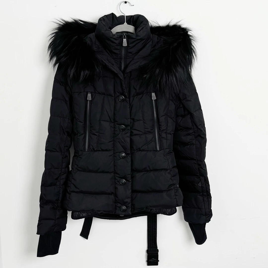 1码/Moncler/蒙口 袖标毛领羽绒服/98新/jm08481