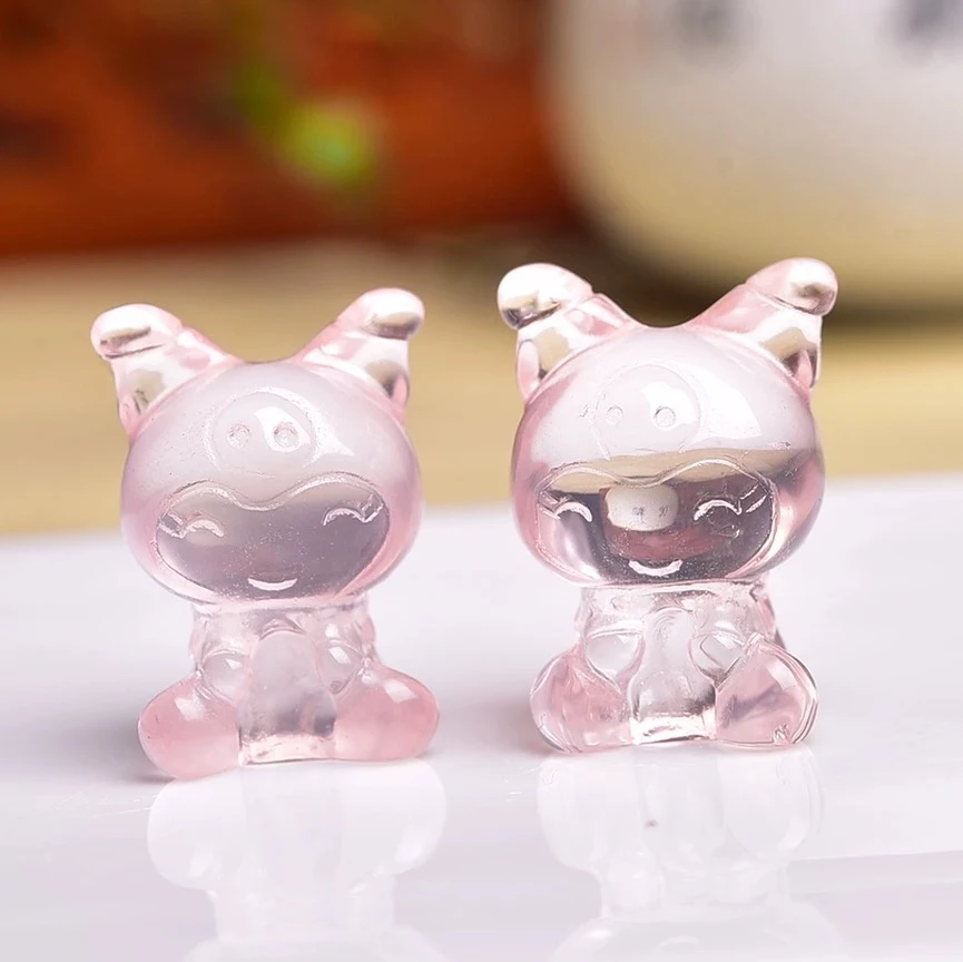 天然粉水晶库洛米吊坠项链手链可爱简约挂饰diy小首饰礼物