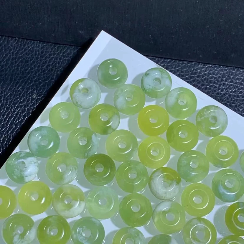 天然岫玉青提奶盖平安扣吊坠  跑环  项链 手串配件diy