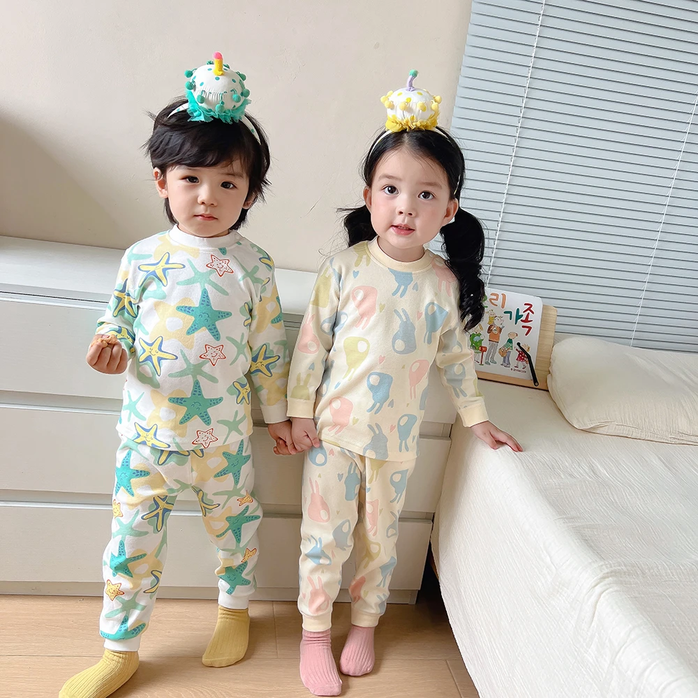 婴儿内衣套装纯棉秋衣秋裤宝宝家居服套装圆领儿童睡衣