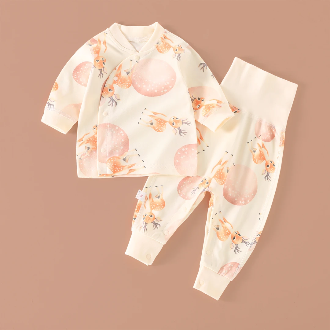 女宝宝秋衣秋裤婴儿内衣套装超萌纯棉春秋季男家居服2件套按扣裆