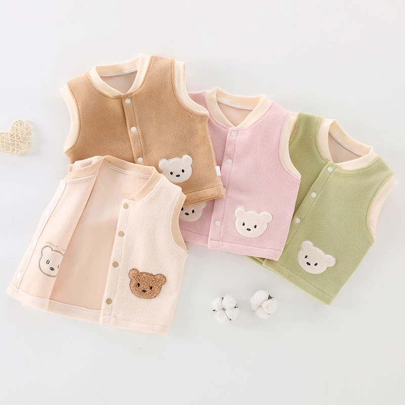 宝宝加绒背心婴儿马甲加厚冬季保暖坎肩新生儿秋冬外穿马夹儿童